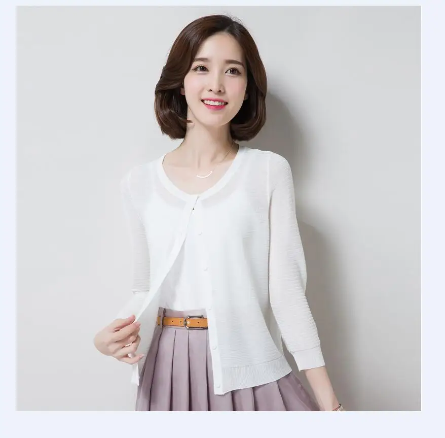 Женское льняное трикотажное пальто повседневный тонкий ажурный кардиган в