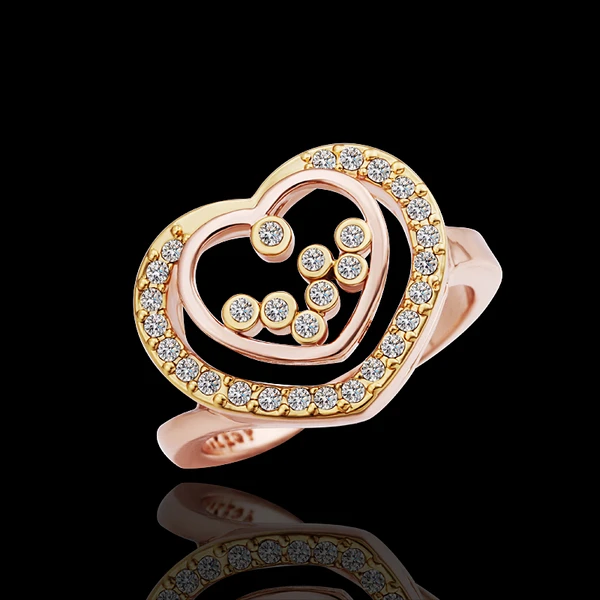 2014 new fashion 18k&amprose white gold created gemstone jewelry brand designer heart in crystal party finger rings for women | Украшения и