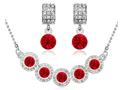 birthday gift fashion Jewelry set round rainbow brand design top quality AAAA+ Zircon rhinestones Necklace Earring | Украшения и