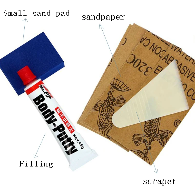 

1 set of car body putty scratch filer kit repair the paint includes scratch filler special scraper water sandpaper