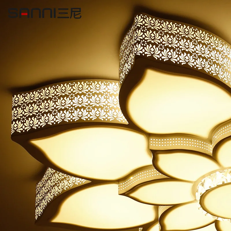 

Lotus crystal LED ceiling lamp home living room bedroom study restaurant lights commercial places illumination Ceiling light