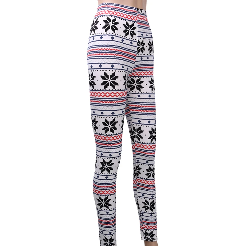 Теплая женская зимняя новогодняя Снежинка трикотажные Леггинсы хлопковые брюки