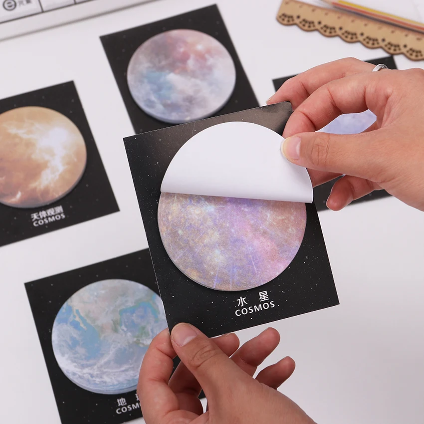 1 шт. (30 листов) блокнот с изображением планеты клейкие заметки Kawaii Cute Planet бумажный