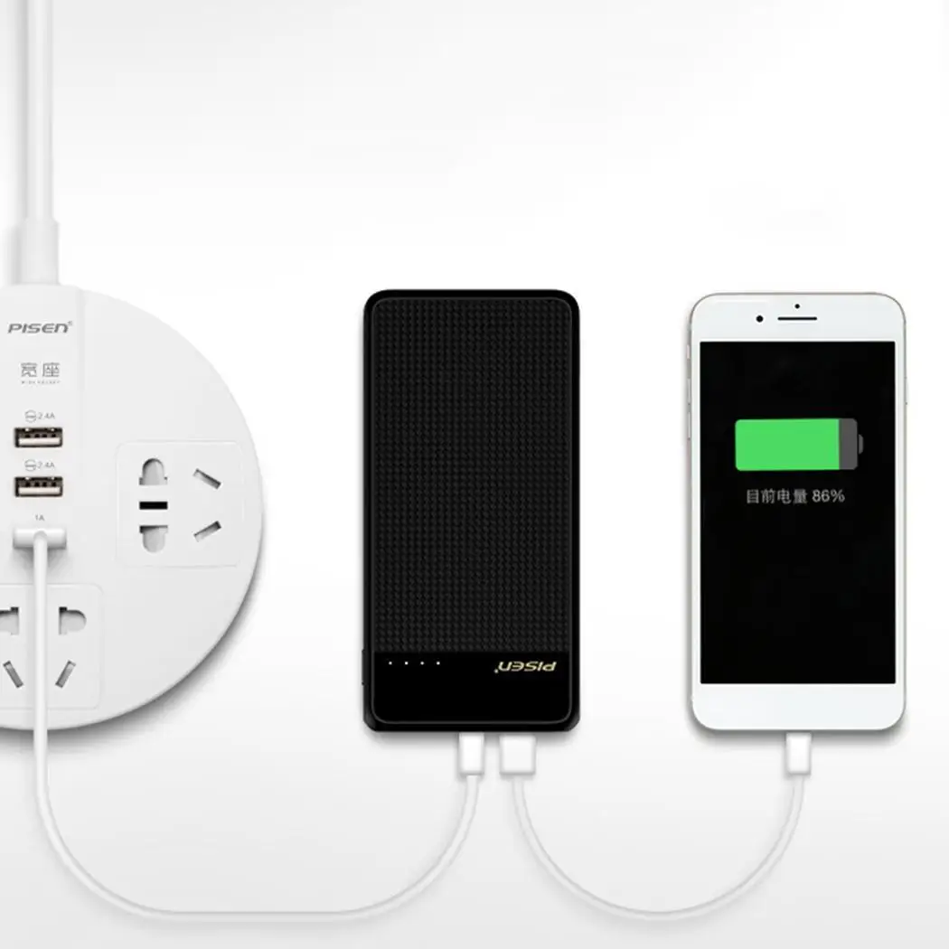 Портативный ультра тонкий 10000 mAh банк питания для смартфонов Xiaomi двойной USB