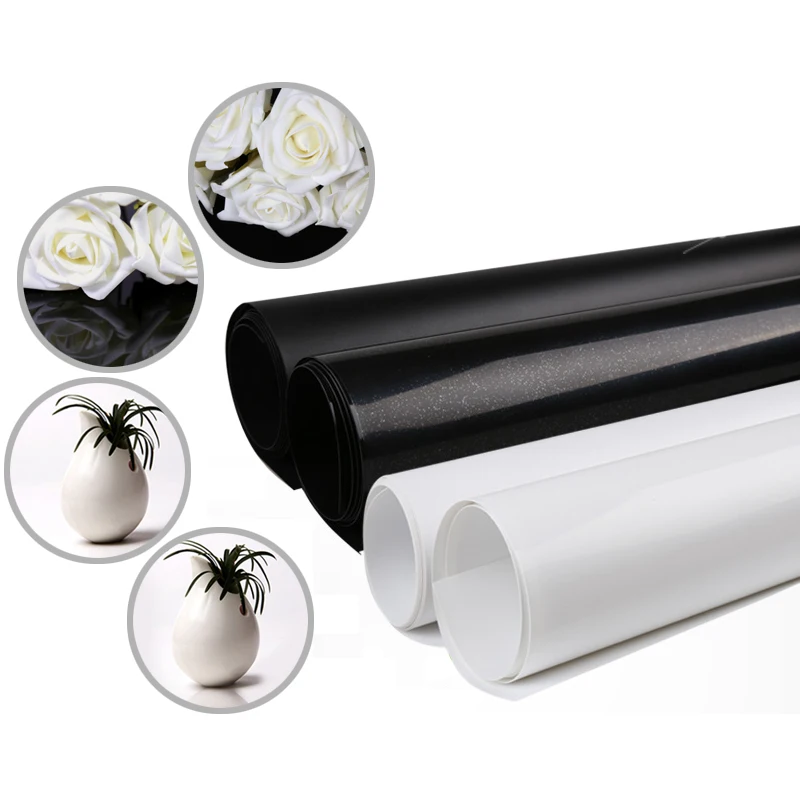 Двухсторонний матовый и отражающий фон из ПВХ однотонный черный белый