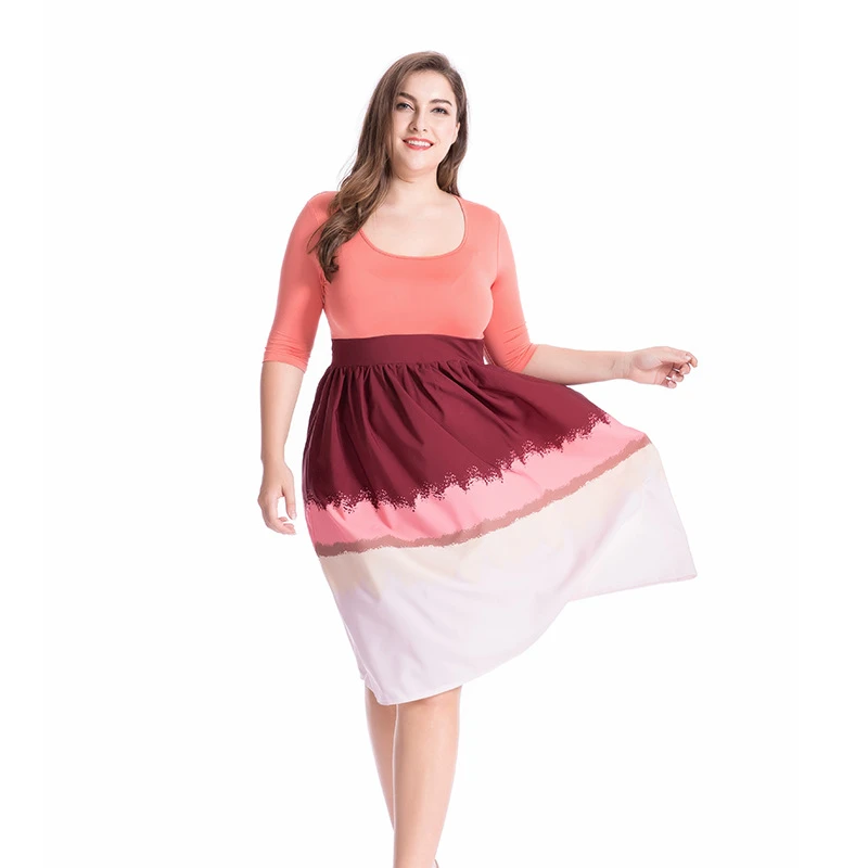 HUTOBI L-6XL Лето Повседневное лоскутное платье с принтом плюс Размеры градиент Vestidos