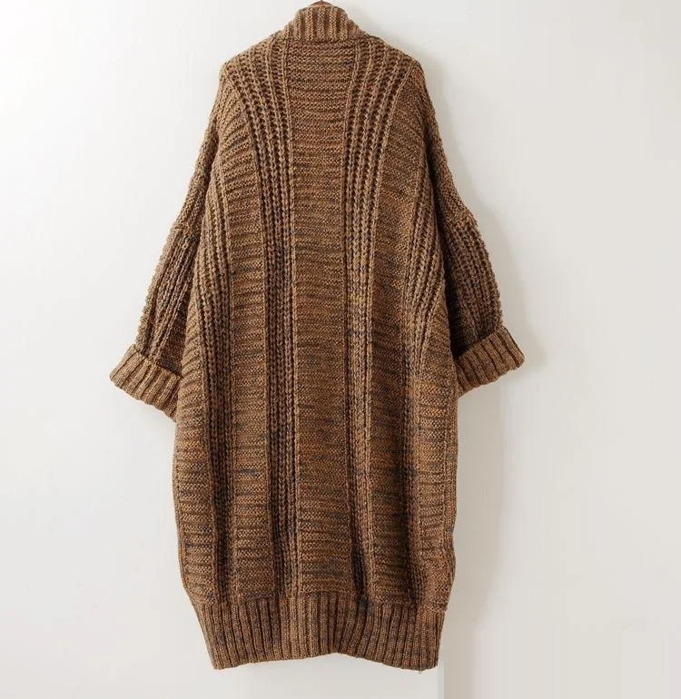 Long Style Loose Batwing Sleeves Big Size Knitting Cardigans Autumn Winter Thick Warm Clothing V Neck Sweater AC5897 |