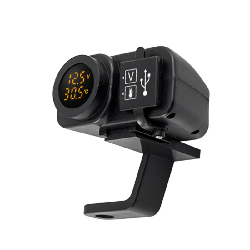 Yellow Mirror Holder 12 В 4.2A мотоциклетное двойное USB зарядное устройство Moto 2.1A+ 2.1A 12 В до 5 В USB зарядное устройство с вольтметр светодиодный дисплей розетки Мотокросс зарядное устройство - Название цвета: Yellow Mirror Holder