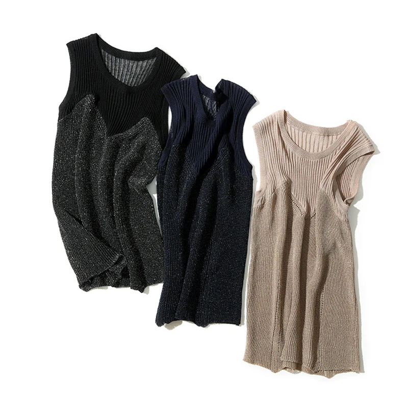 GOPLUS модные трикотажные топы с серебряной нитью женские майки хлопковые без