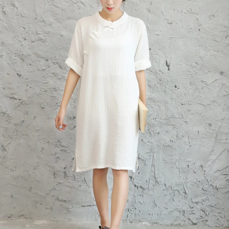 Платья для девочек Новинка весна лето 2018 оригинальное хлопково льняное женское