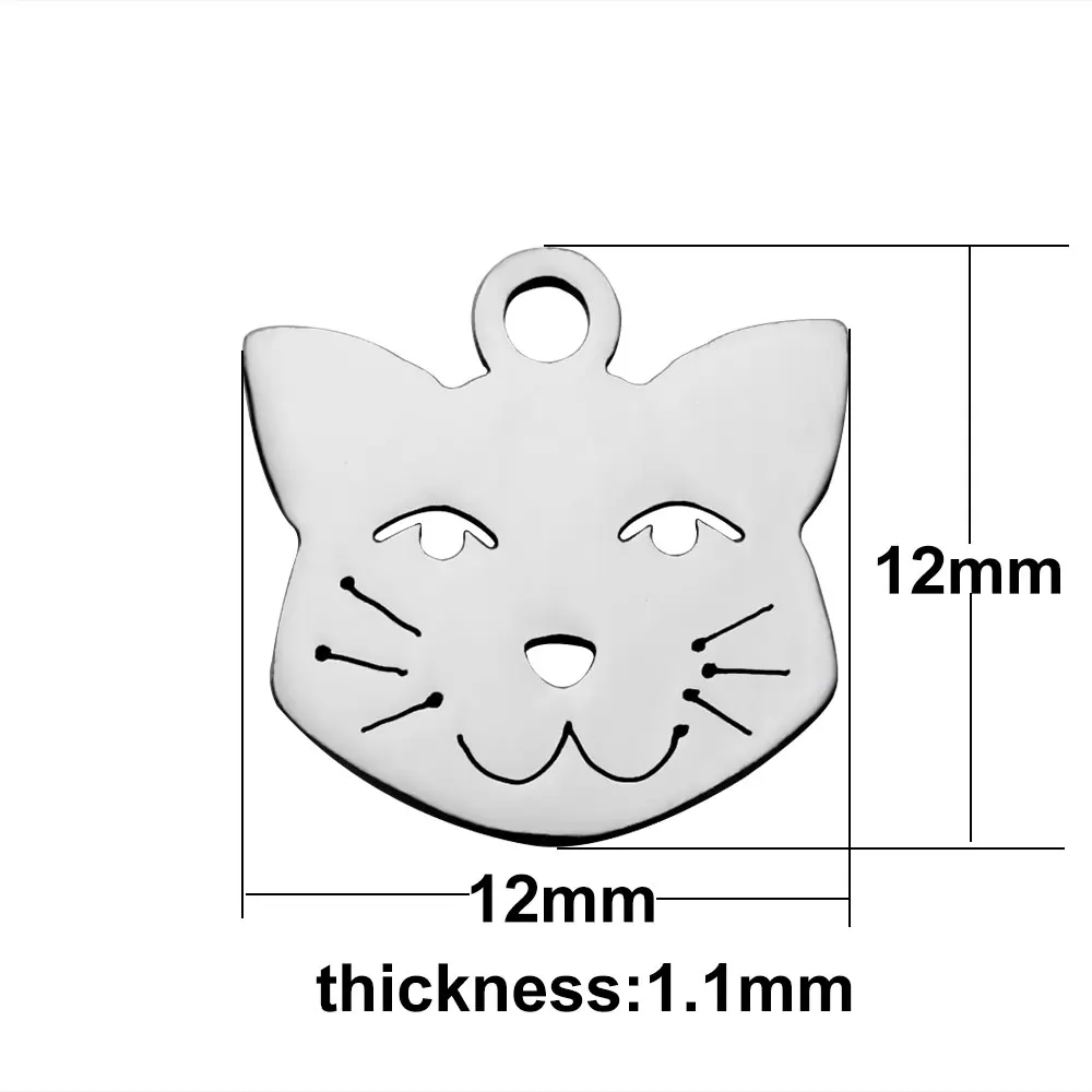 

20pcs Stainless Steel Cat Charm Fine Polished Laser Cutting Pendant Charms Jewelry