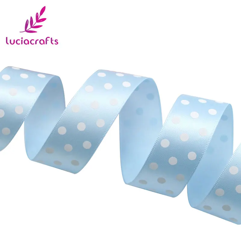Blue Lucia crafts 1 ''25 мм точечный узор печатная Рождественская атласная лента DIY шитье и бант для волос украшения ремесла 5 ярдов/партия T0205 - Цвет: Blue