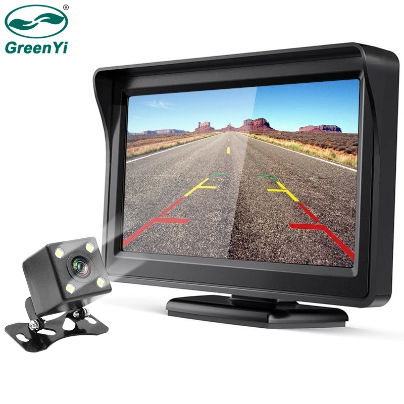 Greenyi 2in1 парковка Системы Kit 4." TFT ЖК-дисплей Цвет заднего вида Дисплей Мониторы+ Водонепроницаемый Реверсивный резервного заднего вида камера