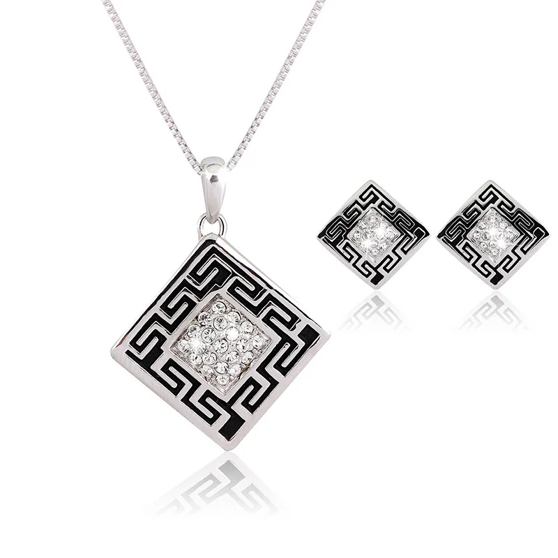 Бесплатная Доставка Модный Новый женский Белый K Кристалл Цветы Комплект