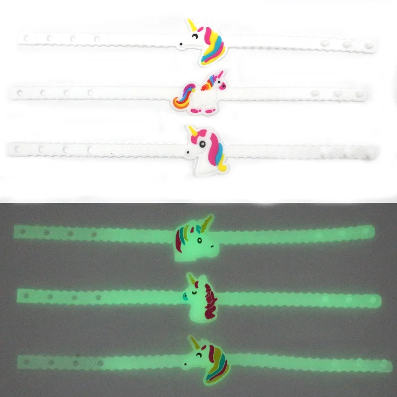 

6pcs Rainbow Unicorn Party Favors Unicornio Rubber Glowing Bracelet Baby Shower Unicorn Birthday Party Decorations Kids Gifts