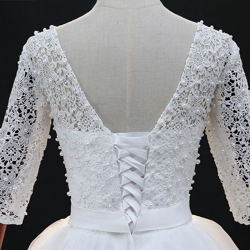Fansmile/Новое поступление года; Robe De Mariage; кружевное бальное платье принцессы с рукавами; свадебное платье на заказ; Vestido De Noiva FSM-581F