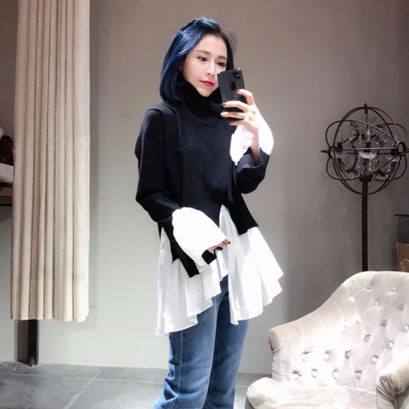 Свитер TWOTWINSTYLE Женский с высоким горлом и рукавами-фонариками весенний