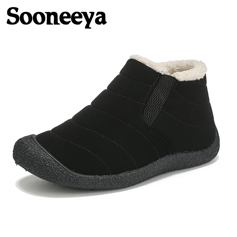 Мужские зимние ботинки Sooneeya теплые водонепроницаемые из хлопчатобумажной ткани