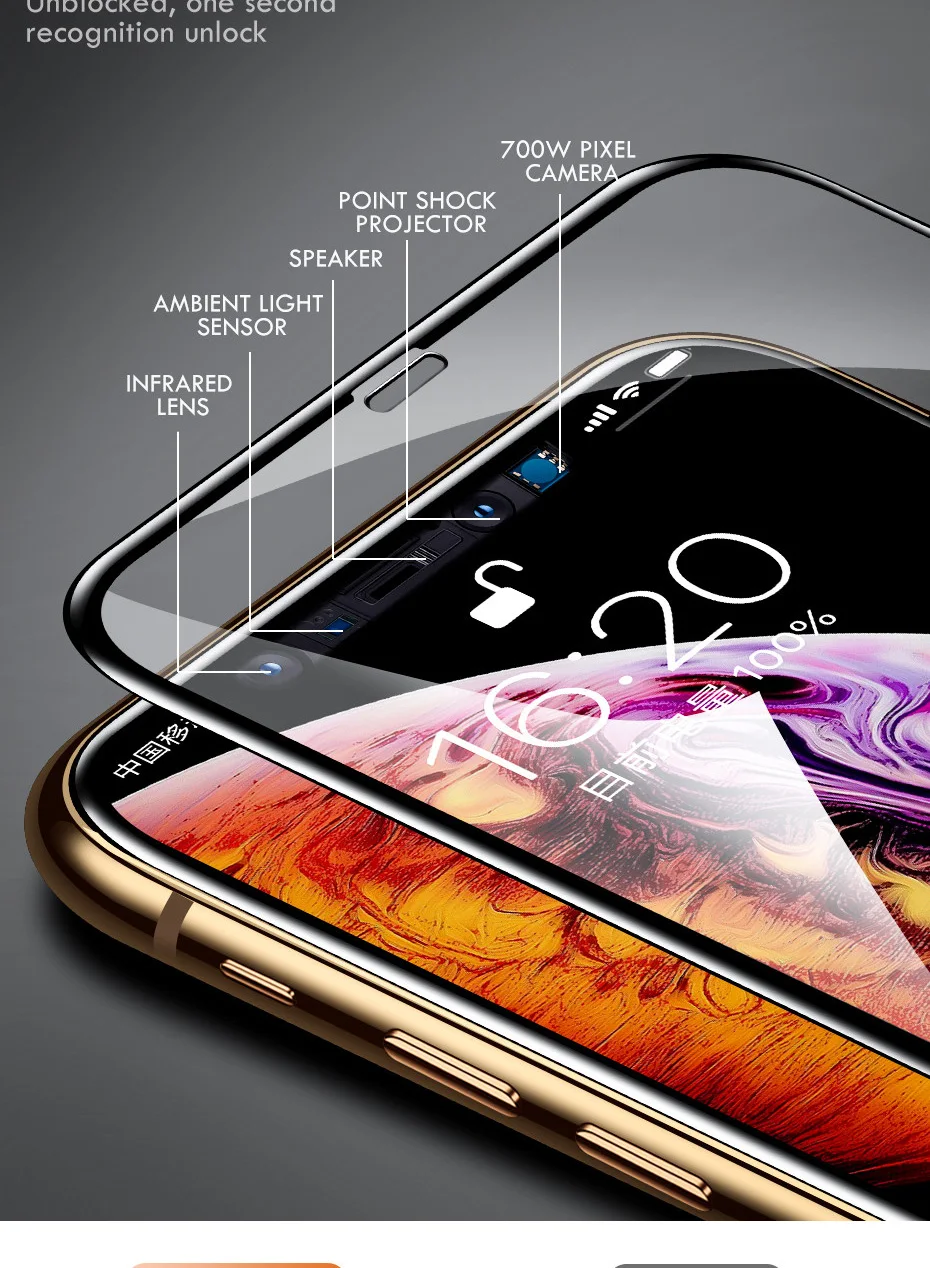 NAGFAK 6D Защитное стекло для iPhone X XR XS MAX стекло полное покрытие iPhone X 10 протектор экрана xs закаленное стекло