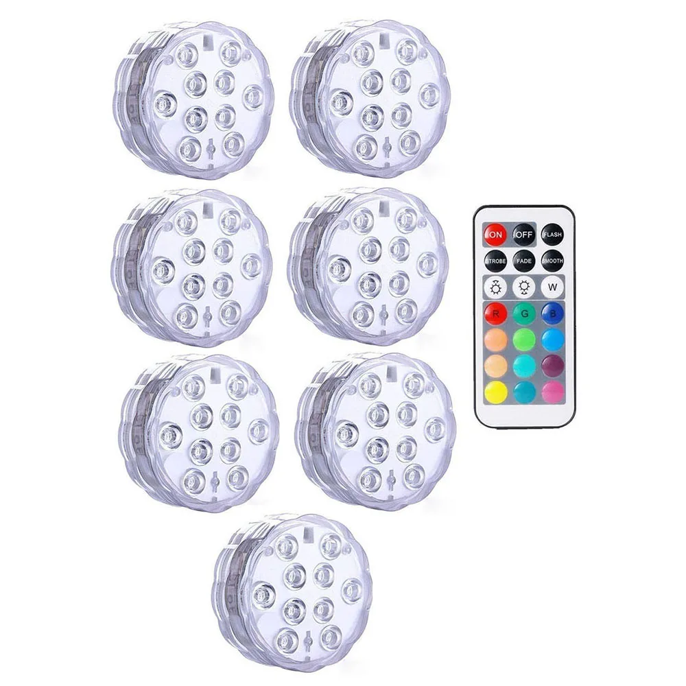 1 controller 7 Lamp 10 светодиодный s RGB погружной светильник подводный светодиодный Ночной светильник для бассейна светильник для улицы ваза для аквариума пруда Дискотека Свадебная вечеринка - Испускаемый цвет: 1 controller 7 Lamp