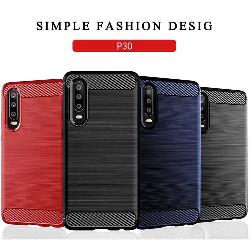 Чехол для Huawei P30 Lite мягкий силиконовый матовый чехол из углеродного волокна Pro