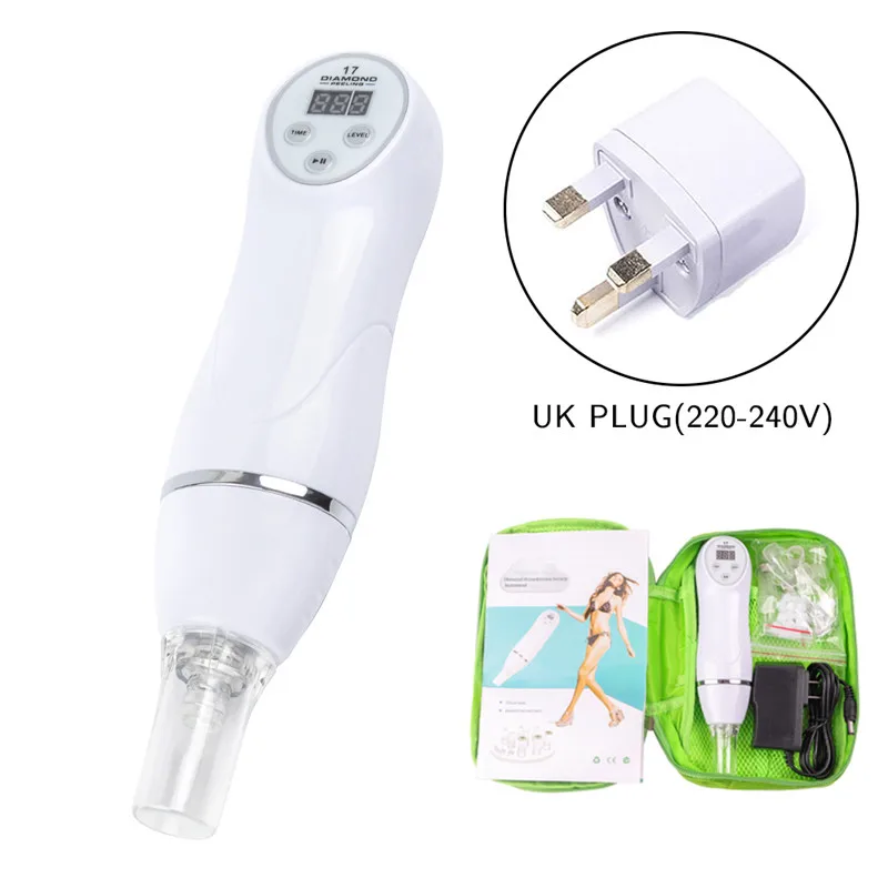 UK plug no box 6 наконечников для ухода за лицом, устройство для красоты кожи, Алмазная дермабразия, удаление черных точек, уход за кожей, массажная микродермабразия - Цвет: UK plug no box