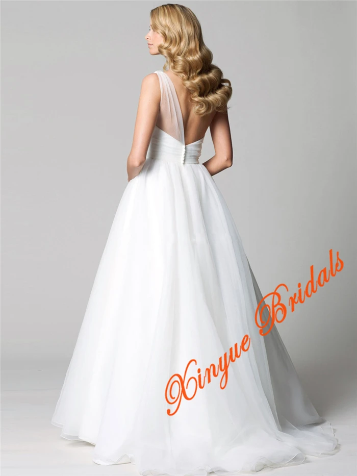 Princess Style Sheer One Shoulder Empire Waist Fit and Flare Soft Tulle Sweep Train Wedding Dress | Свадьбы и торжества