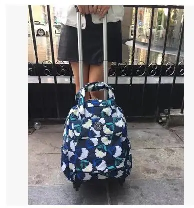 Women Travel Trolley Bags Woman travel luggage trolley Backpacks bags with wheels Oxford Rolling Wheeled Luggage Backpack bags