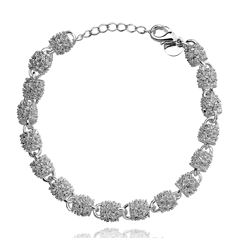 

Lekani New Fashion Charm Bracelets For Women Luxury Women's 925 stamp silver color Wedding Bracelets & Bangles Fine Jewelry