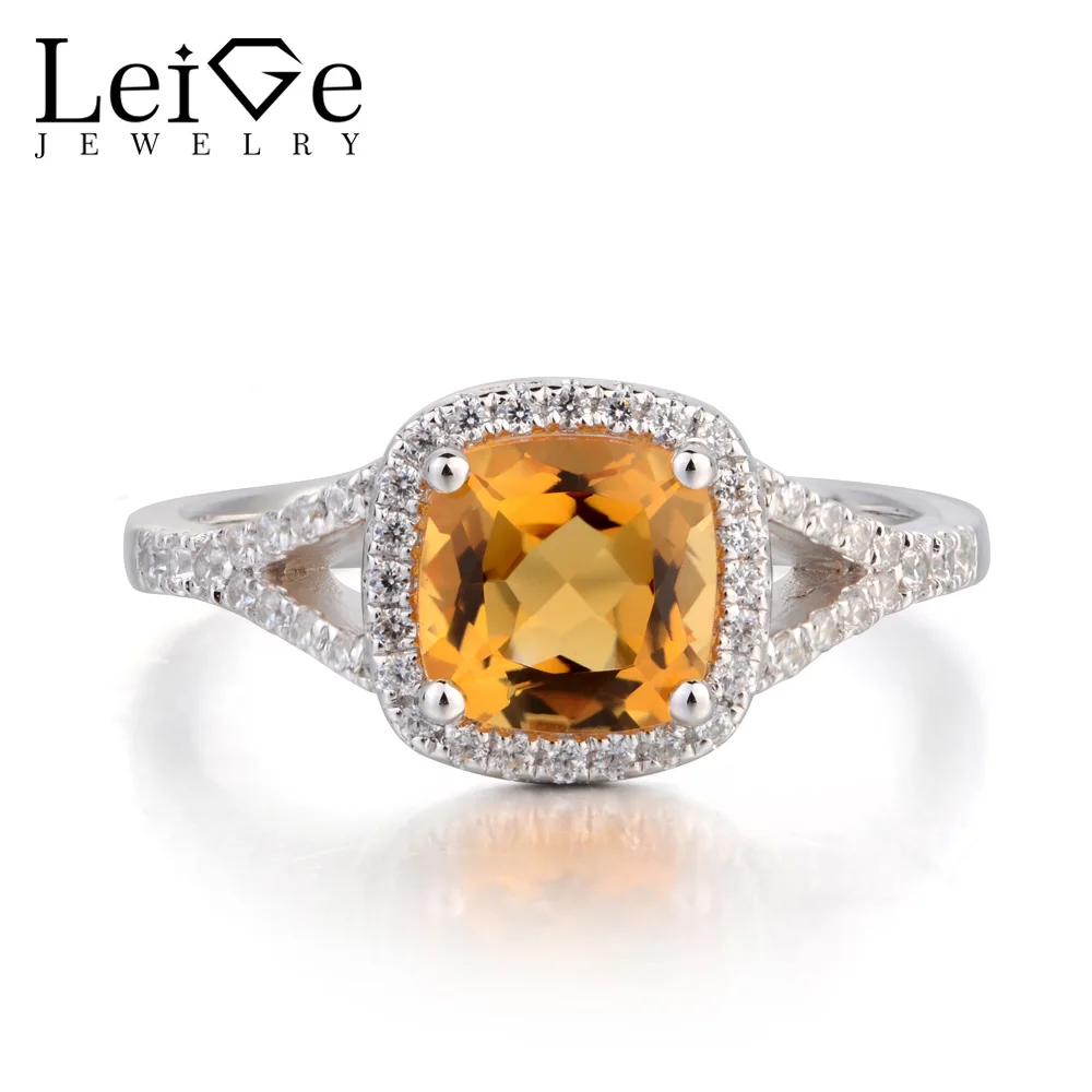 Женское Обручальное кольцо из натурального цитрина серебряное с огранкой