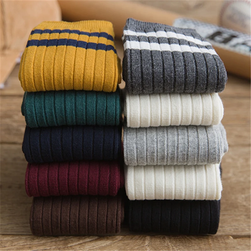Japanese Harajuku Socks Fall Winter Women Unisex Sock Classic Stripes Cotton Ankle Warm Casual Ladies Gift Accessories | Женская одежда