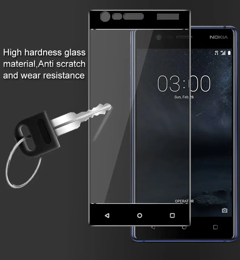 Закаленное стекло для Nokia 3 2 шт. Защита экрана полное покрытие TA 1020 1032 3D пленка с