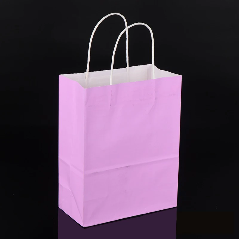 Pink Новые бумажные мини-пакеты, красочные пакеты 21*15*8 см, подарочная упаковка с открытым верхом, бумажные подарочные пакеты,, вечерние бумажные пакеты - Цвет: Pink