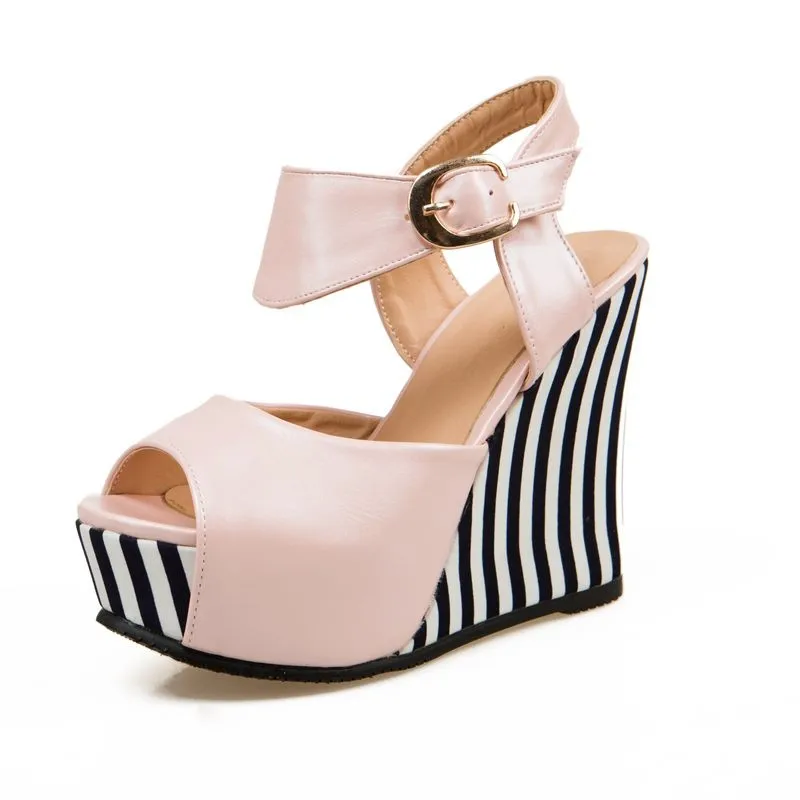 Женские босоножки на танкетке Asumer из мягкой искусственной кожи с открытым носком