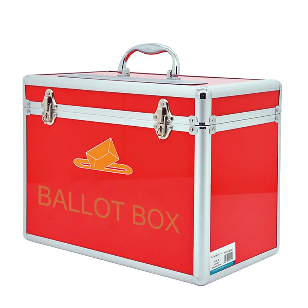 

Portable Red Ballot Box for Vote with Handle Aluminum Red Color Small and Portable Handle Design Vote Box B091