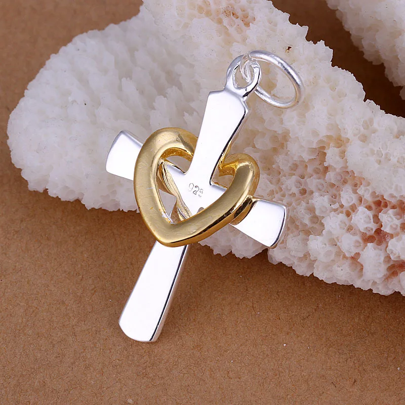 

wholesale 50pcs/lot Silver plated hot sell fashion With golden pendant High quality