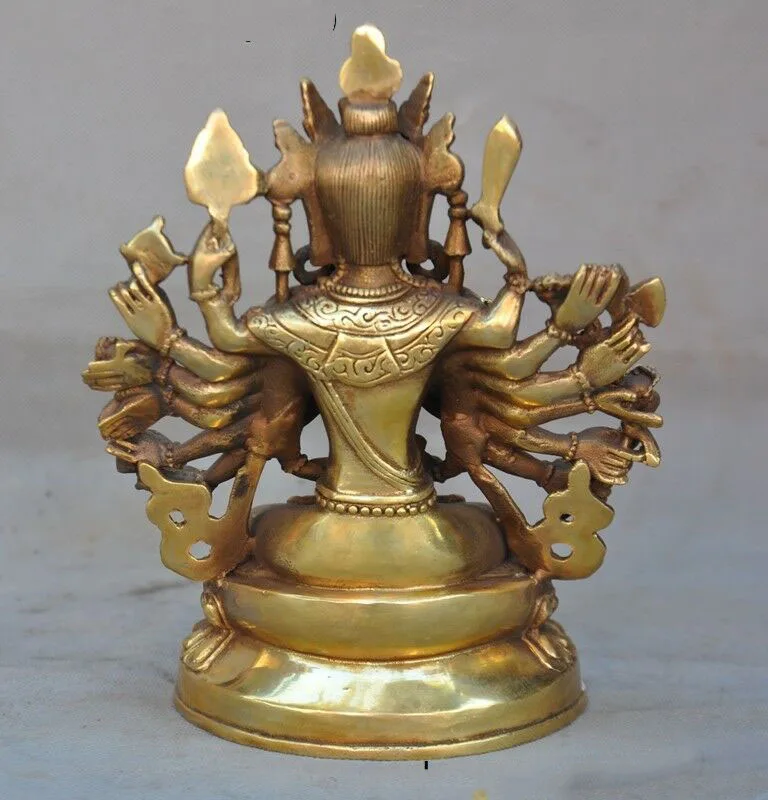 

wedding decoration 7"old Tibet Bronze Buddhist Pray 1000 Arms Avalokitesvara Kwan-yin buddha Statue