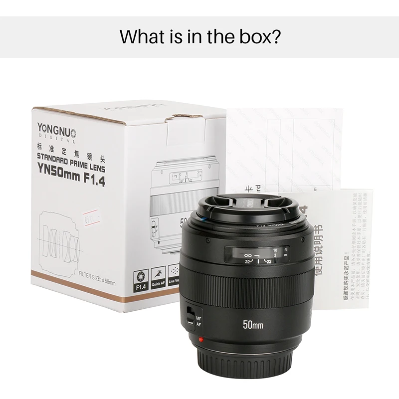 YONGNUO YN50mm F1.4 объектив камеры с большой апертурой для Canon фиксированные EF объективы с USB портом для EOS