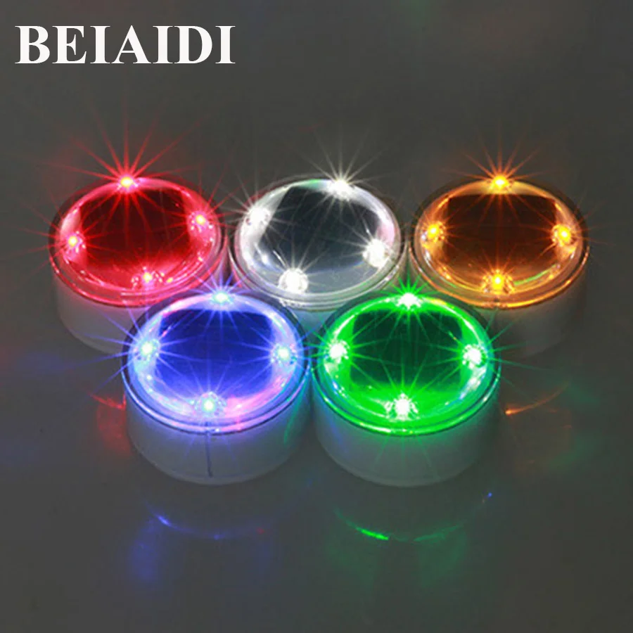 

BEIAIDI 6PCS Waterproof 4LED Solar Light Garden Lawn Landscape Solar LED Round Buried Underground Light Yard Pathway Lamp