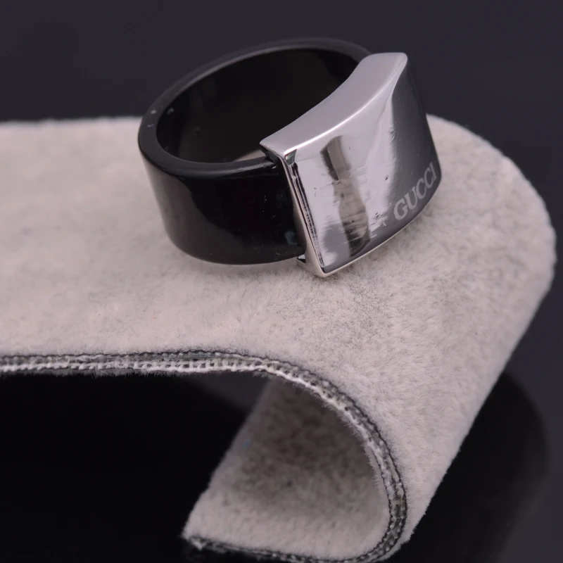 New Fashion women Jewelry Rings white gold color Black Acrylic Shiny Anti-allergy for Women Wedding Engagement Party Gift | Украшения и