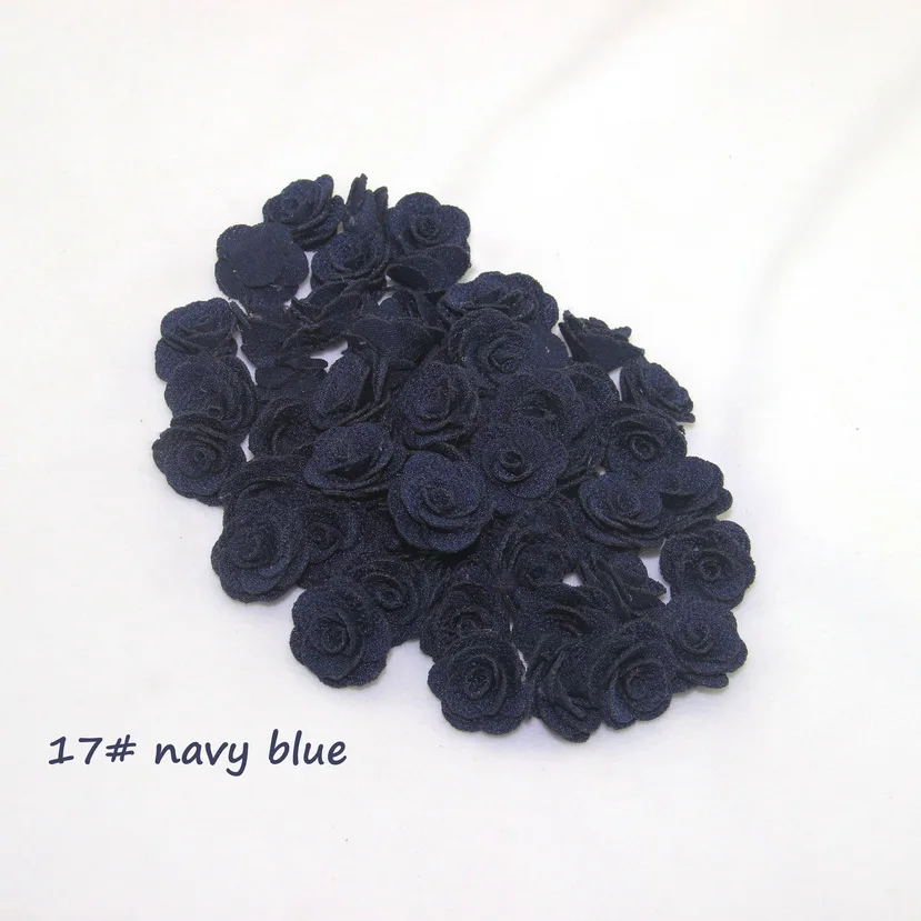 17 navy blue 24 шт./пакет искусственная Камелия цветок 2,5 см Шифоновый Цветок для волос DIY принадлежности Свадебный букет домашнее украшение - Цвет: 17 navy blue