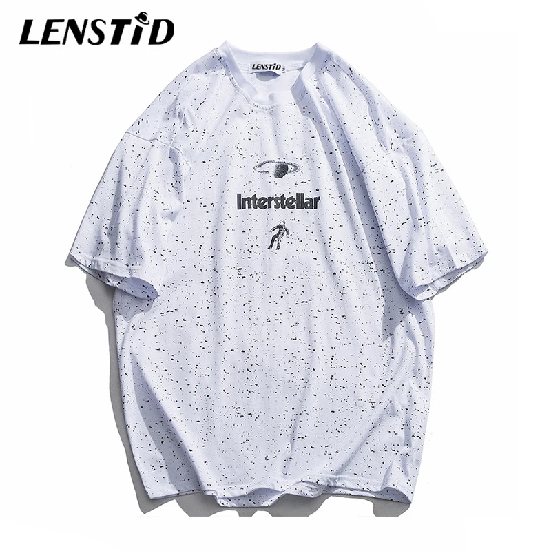 LENSTID 2019 Мужская футболка в стиле хип хоп Футболка с принтом граффити и чернилами