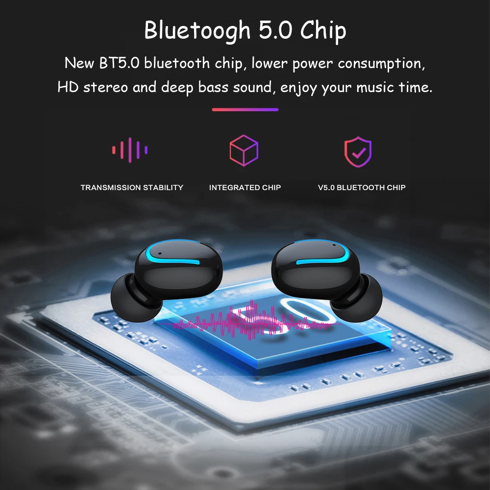 Беспроводные наушники bluetooth 5 0 водонепроницаемая гарнитура IPX5 TWS вкладыши с