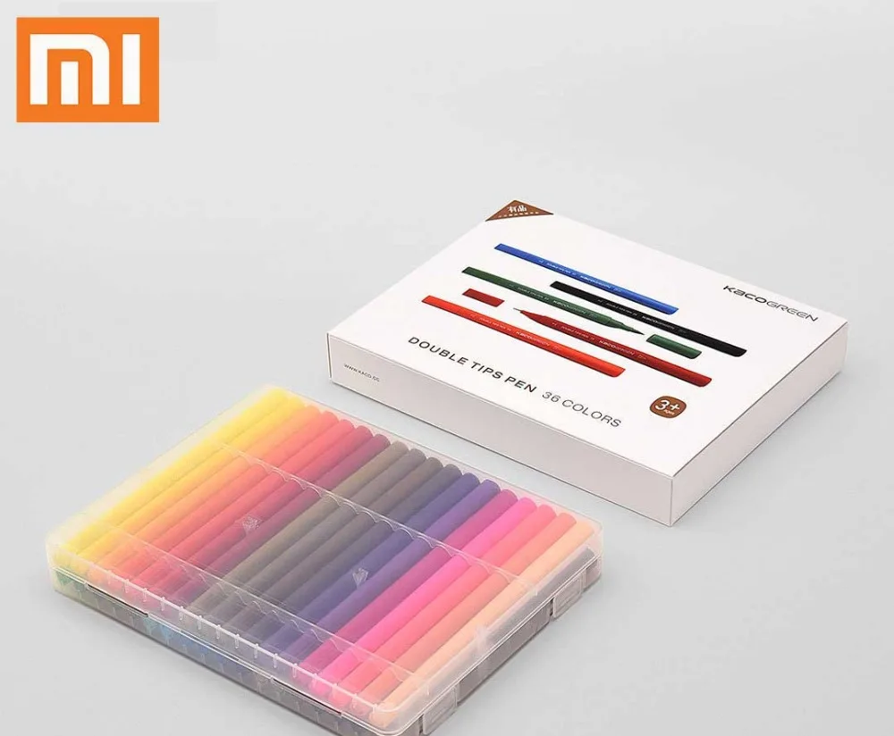 Xiaomi mijia Colorful sign pen KACO 36 andy colors options Double head Design Package Sell Highly Safety Mutiple Function | Канцтовары