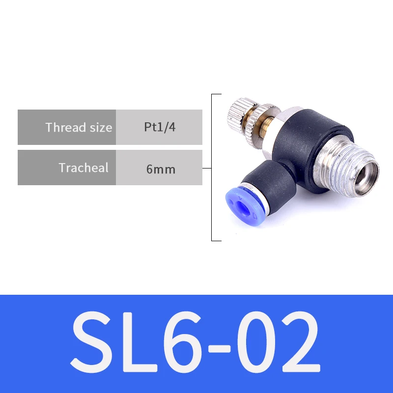 SL6-02 1 шт. газовый ограничительный клапан для воздушного потока Быстрый фитинг SL 4 мм 6 мм 8 мм 10 мм 12 мм шланг для воздушного фитинга 1/" 1/8" 3/" 1/2" BSPT контроллер - Цвет: SL6-02