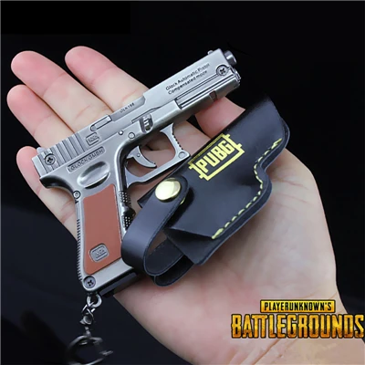 6PCS Игры Playerunknown's боя Косплэй реквизит PUBG 14 видов стилей MK60 пистолет металлический брелок в форме оружия подвесные игрушки 6 шт./компл - Color: 6PCS