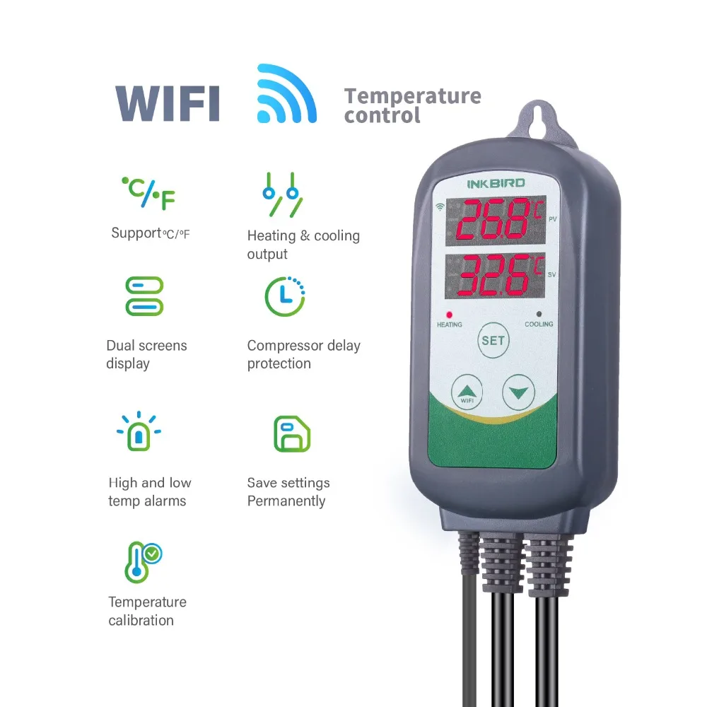 Inkbird ITC 308 WIFI штепсельная вилка британского стандарта ЖК дисплей Экран