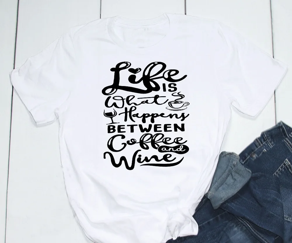

Life Is What Happens Between Coffee And Wine Shirt wine lover funny pastel aesthetic unisex slogan graphic tees quote gift tops