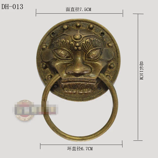 75 мм Китайская античная бронзовая дверь медный дверной молоток медная ручка