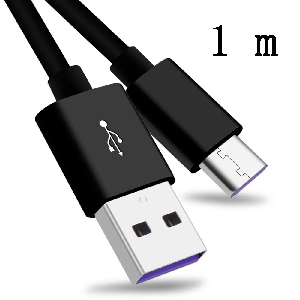 Black 1m USB 5A type-C кабель для huawei P10 P20 mate 9 10 Plus lite USB 1 m/1,5 m/2 m type-C Супер зарядный кабель - Тип штекера: Black 1m